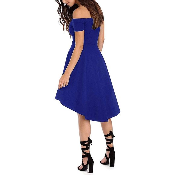 New Sarin Mathews Womens Off The Shoulder Short Sleeve High Low Cocktail… - Picture 4 of 14